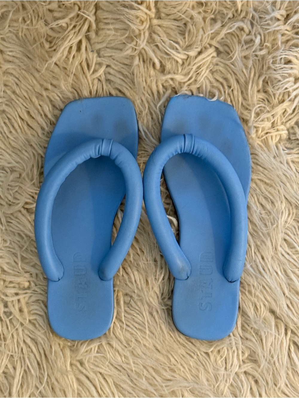 STAUD Blue Women's Chunky Flip Flop Sandals